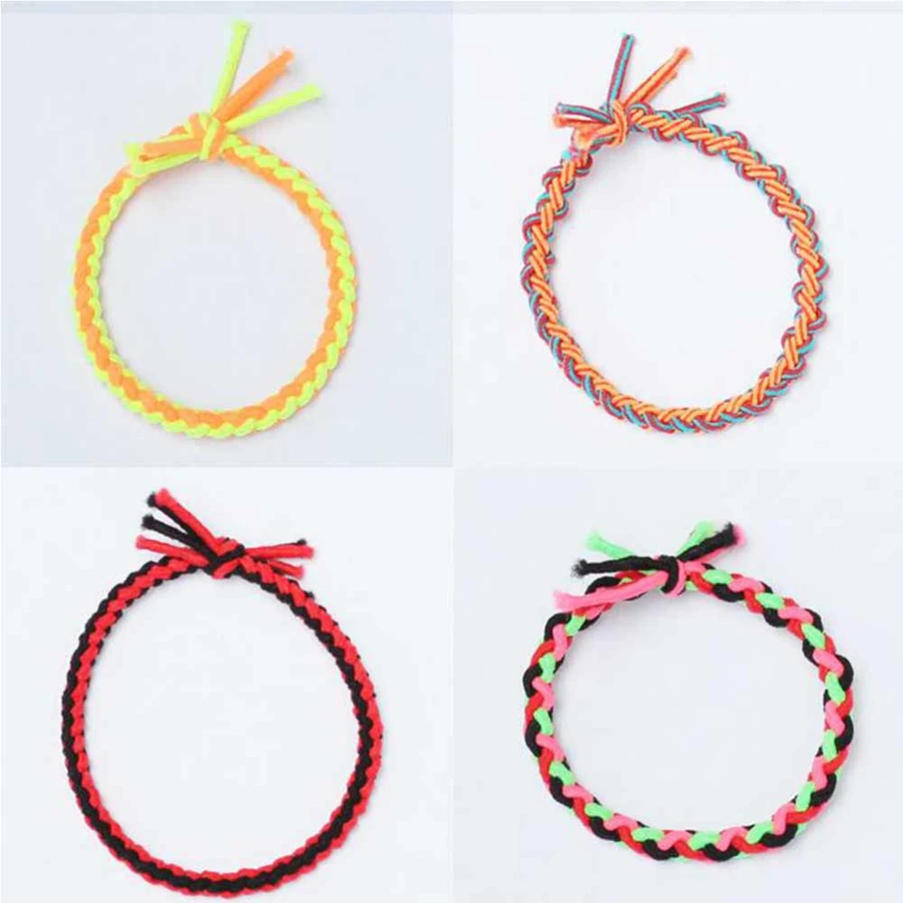 100Pcs Handmade Woven Hair Ring Multi-color Hair Tie Hair Band Hair accessories Hair Rope for Women Girl Size M Mixed Color