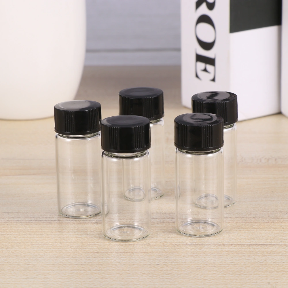 20Pcs 5ml Glass Bottle Transparent Thread Bottle Sample Storage Bottle Sealed Small Glass Bottles with Black Lid