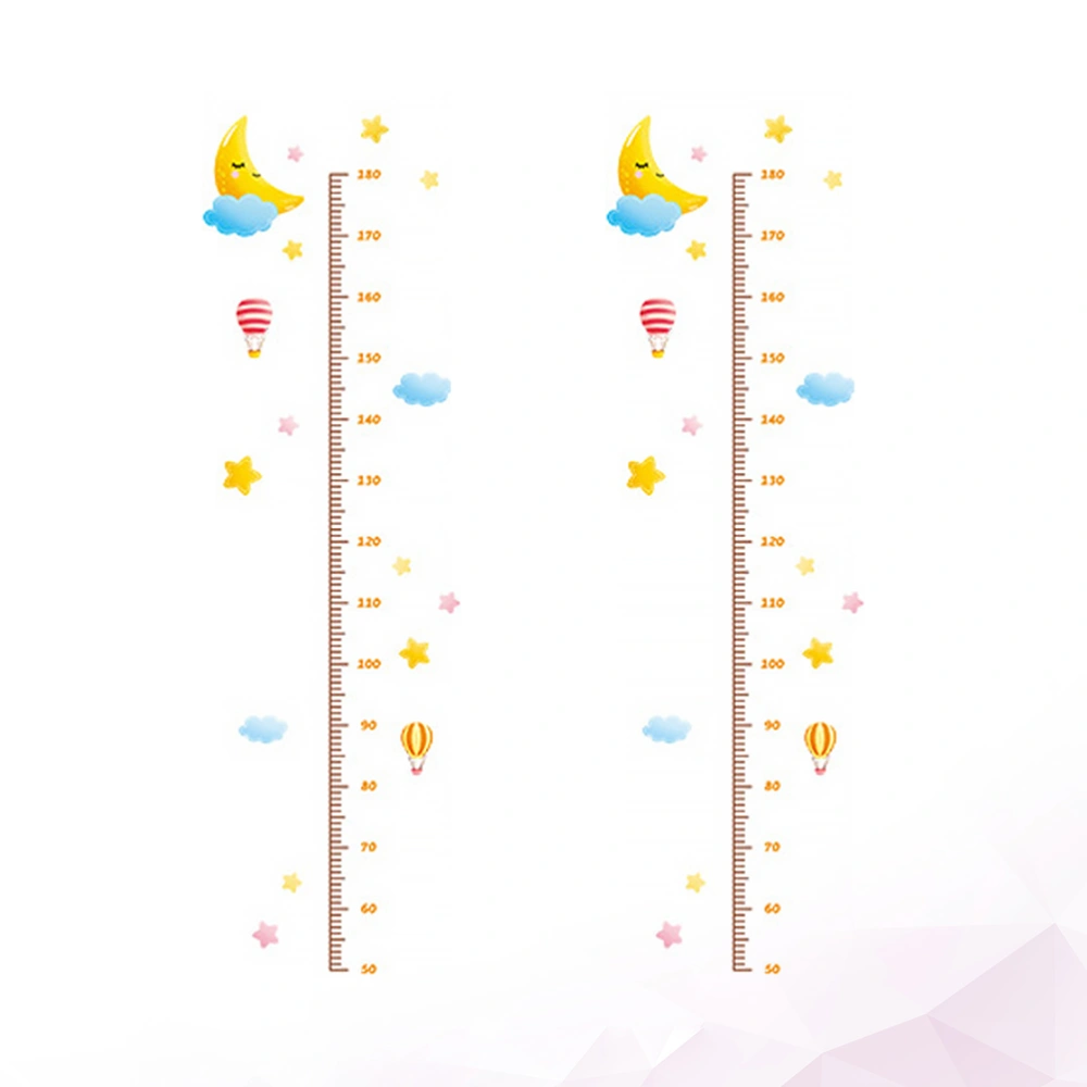 2PCS Kids Room Cartoon Adhesive Height Chart Sticker Removable PVC Growth Chart Wall Decal for Bedroom Living Room Kindergarten (B)