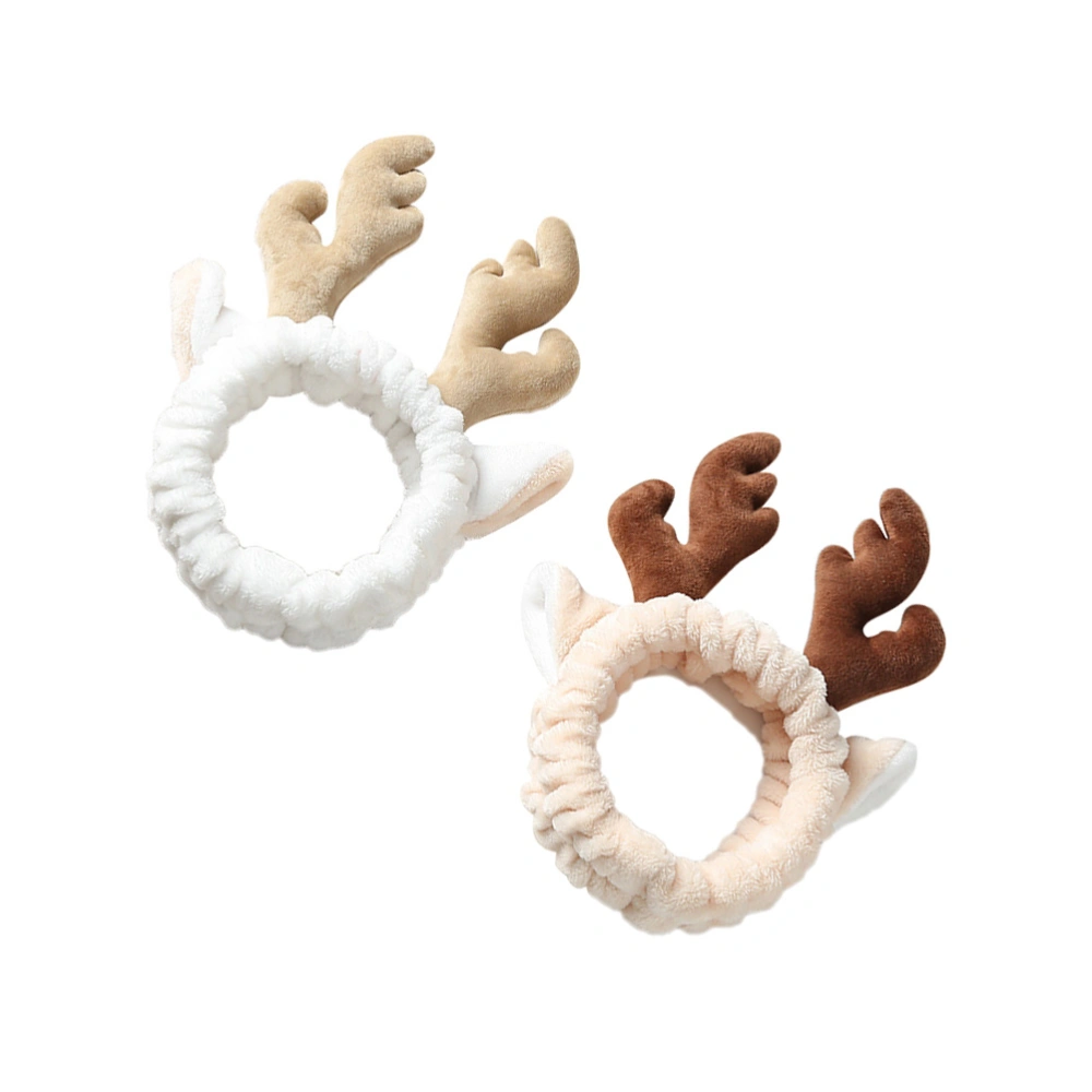 2pcs Hair Bands Lovely Antlers Hair Accessories for Washing Face (Random Color)