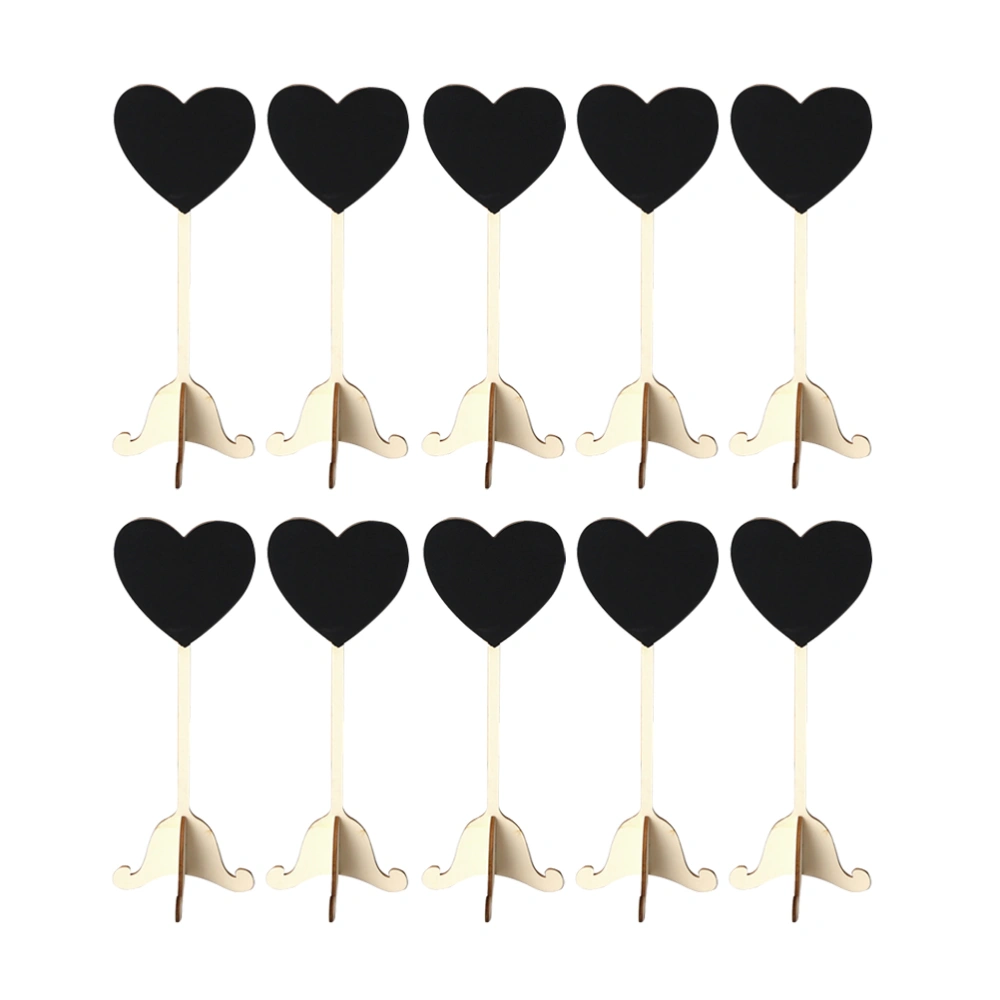 10pcs Table Numbers Table Seat Blackboard Love Shape Design for Restaurant Home (Khaki+Black)