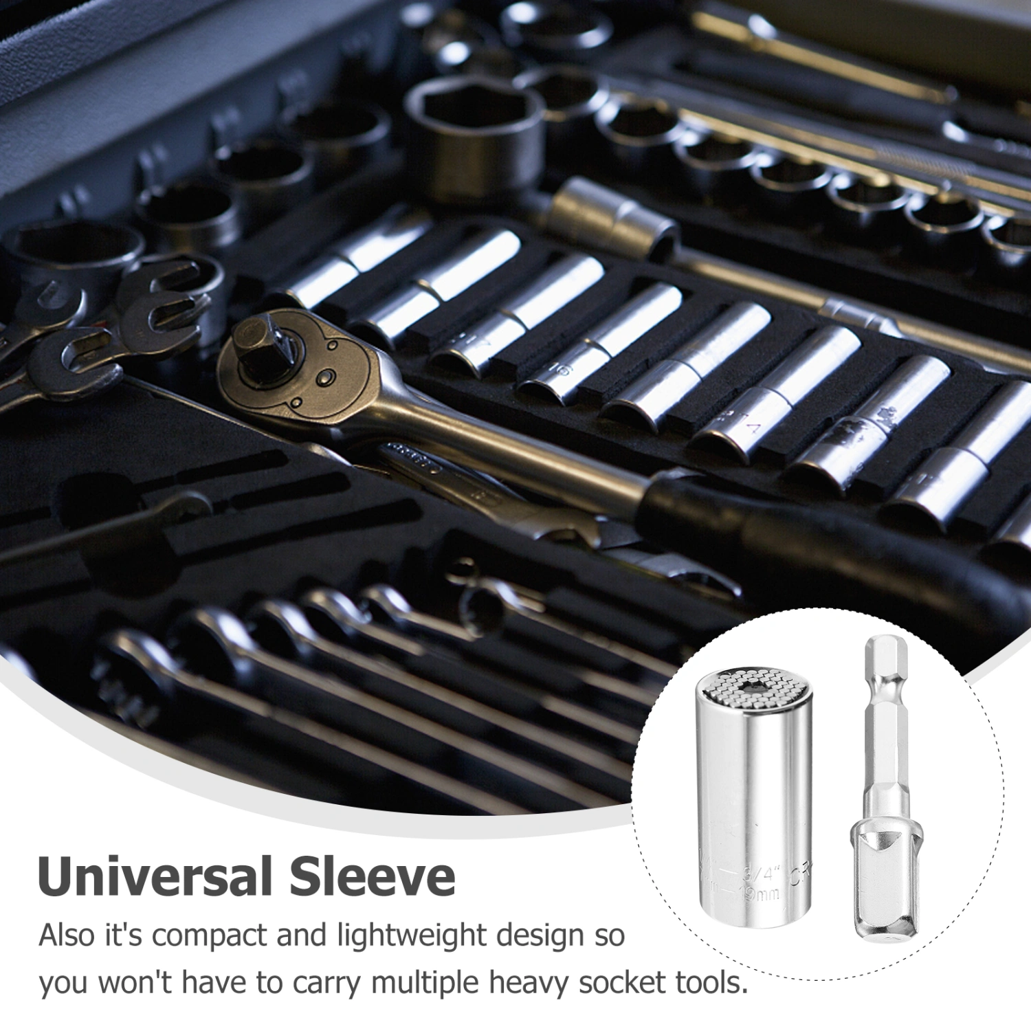 1pc 7-19mm Universal Socket with 1pc Ratchet Wrench Power Drill Adapter