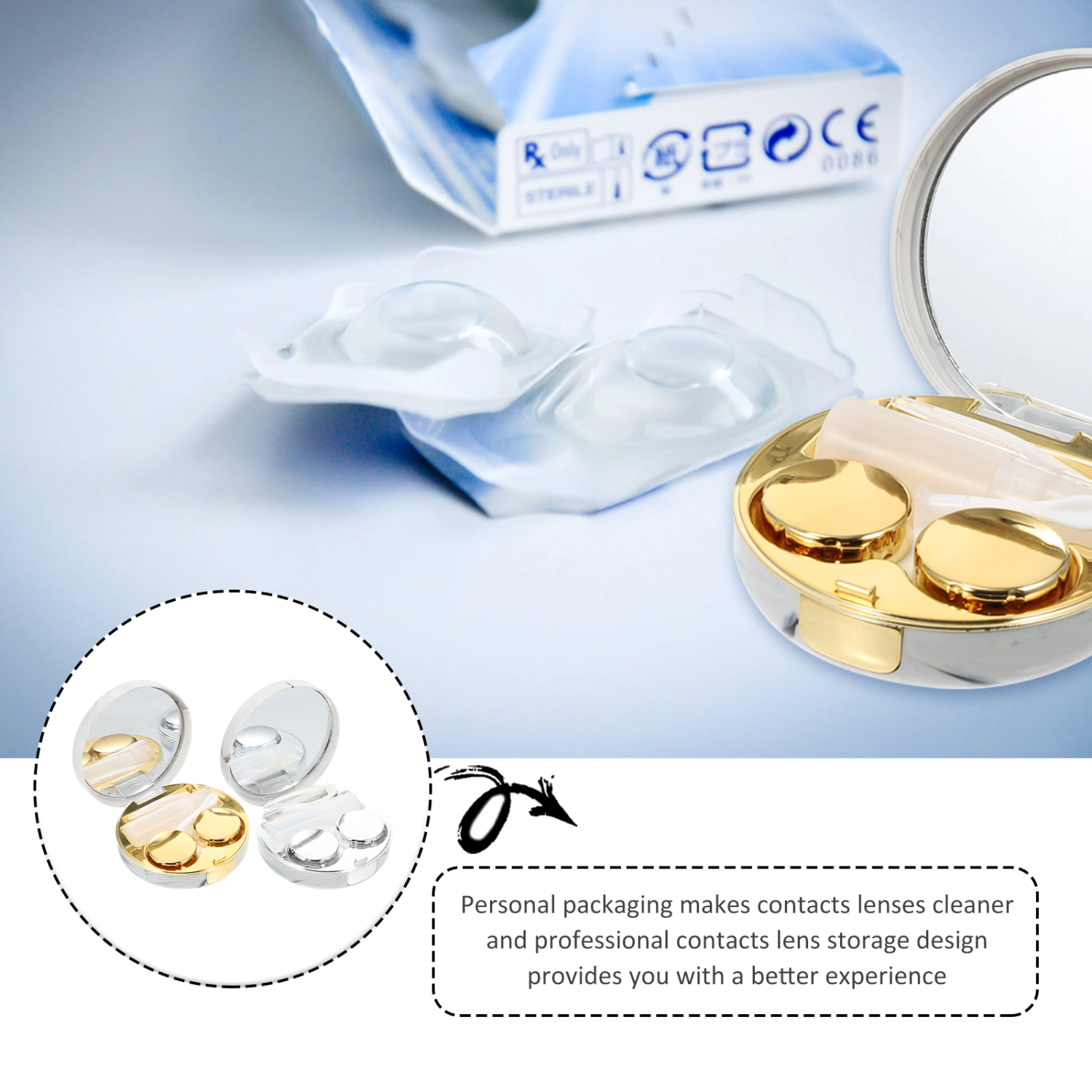 2 Sets of Portable Contact-Lens Cases Cosmetic Eye Lens Container Beauty Lens Box