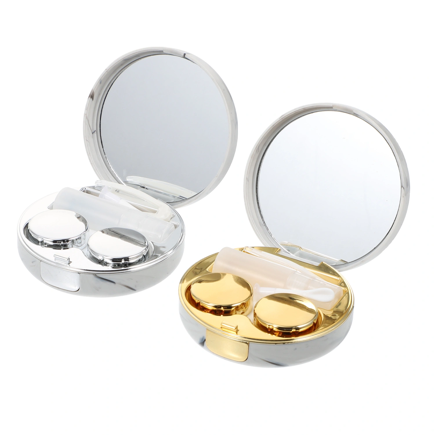 2 Sets of Portable Contact-Lens Cases Cosmetic Eye Lens Container Beauty Lens Box