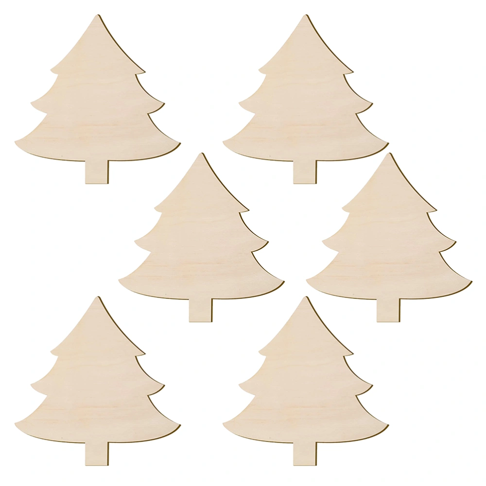 6Pcs Wooden Christmas Tree Cutouts Unfinished Wood Ornaments Xmas Party Supplies