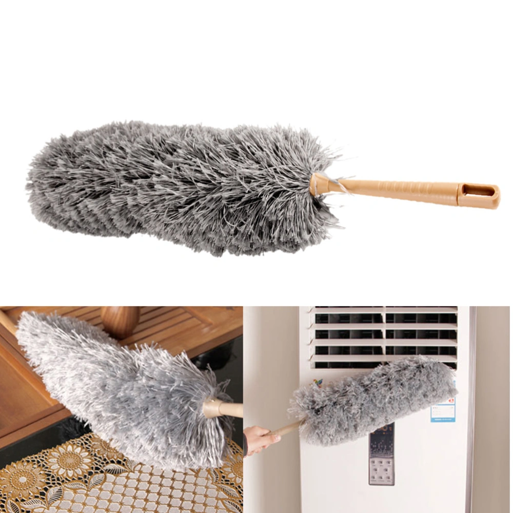 Retractable Curved Dust Removal Dusters Household Dust Cleaning Lazy Superfine Fiber Dusters Microfiber Desktop Broom Normal Style without Non-scalable Function (Silver and Gray)