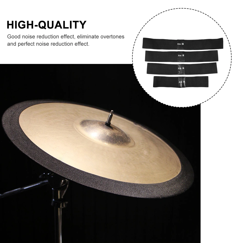 4pcs Elastic Belts Drum Cymbal Mute Belts Drumming Practice Silencer Pads