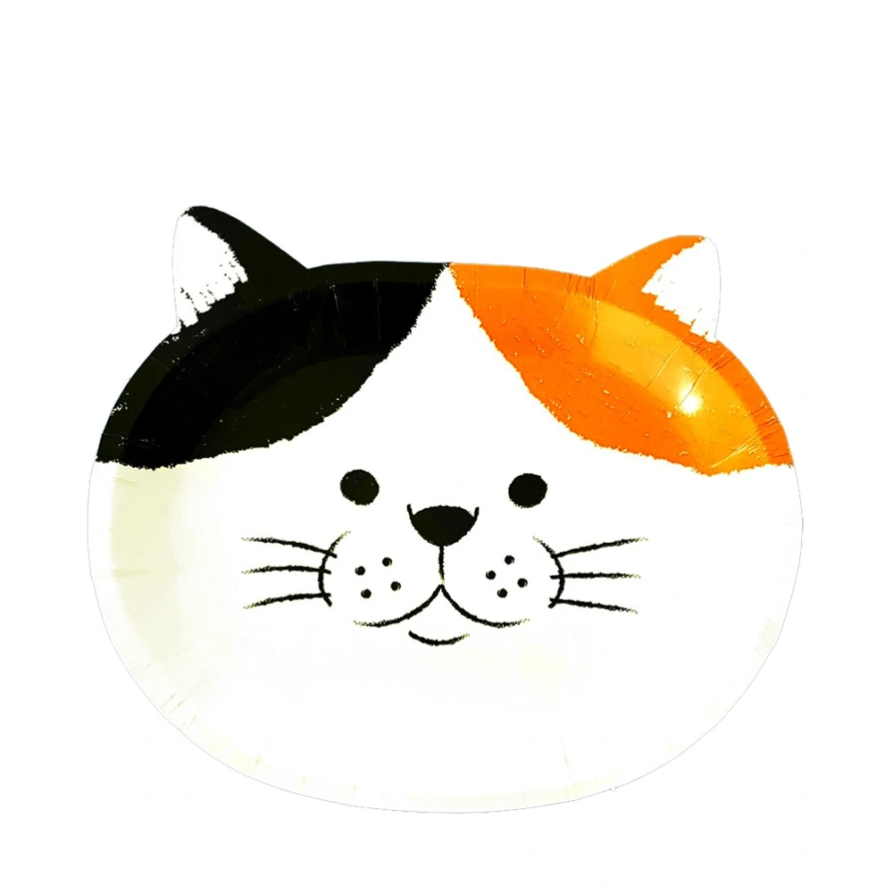 16 Pcs Animal Paper Plates Disposable Cake Dessert Dishes Party Supplies for Party Weddings Picnic (Orange Black)