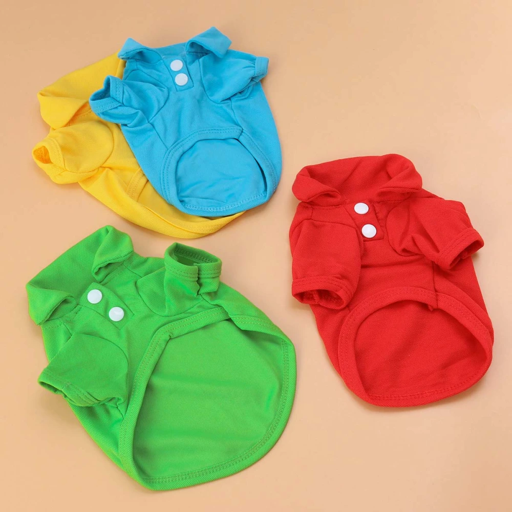 4PCS Pure Color Pet Dog T Shirt Summer Pets Dogs Clothing Short Sleeve T-Shirts for Small Dogs - Size M