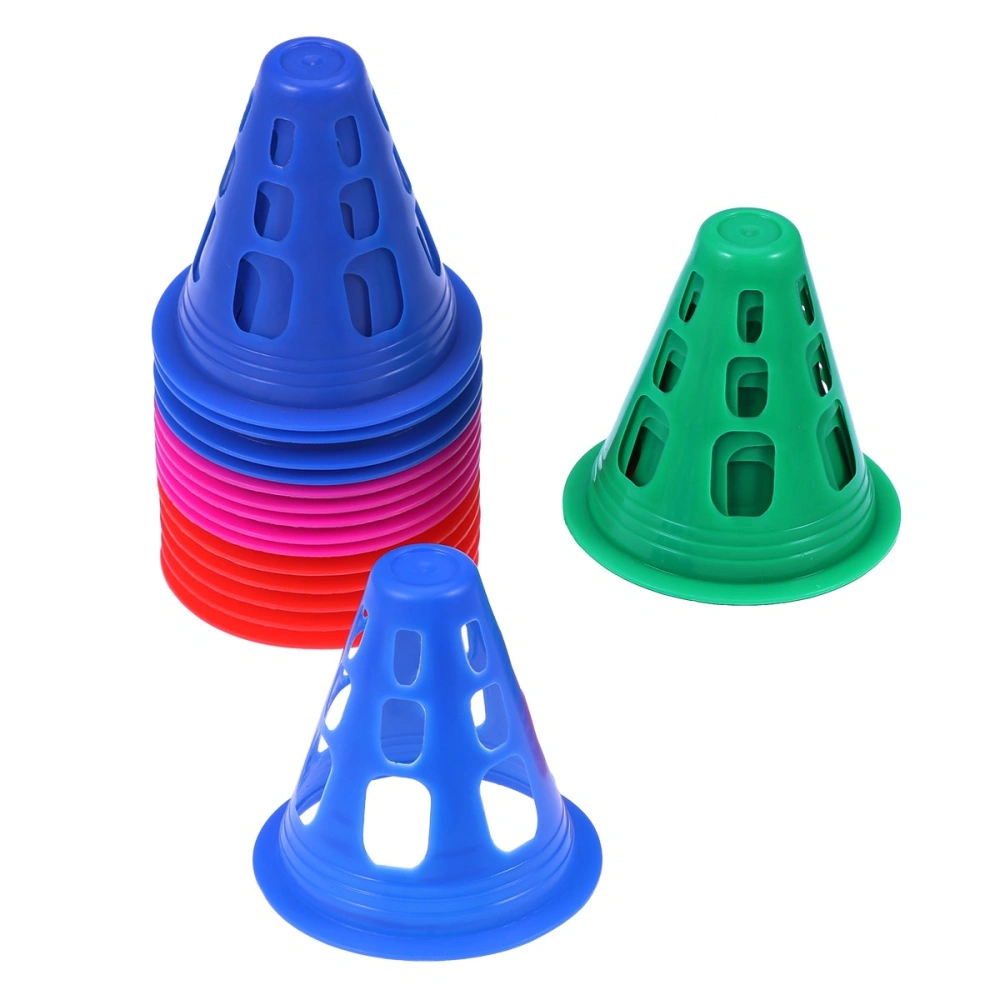 25 PCS Multi-purpose Windproof Thickened Plastic Cones for Soccer Roller Skating Physical Sports Training