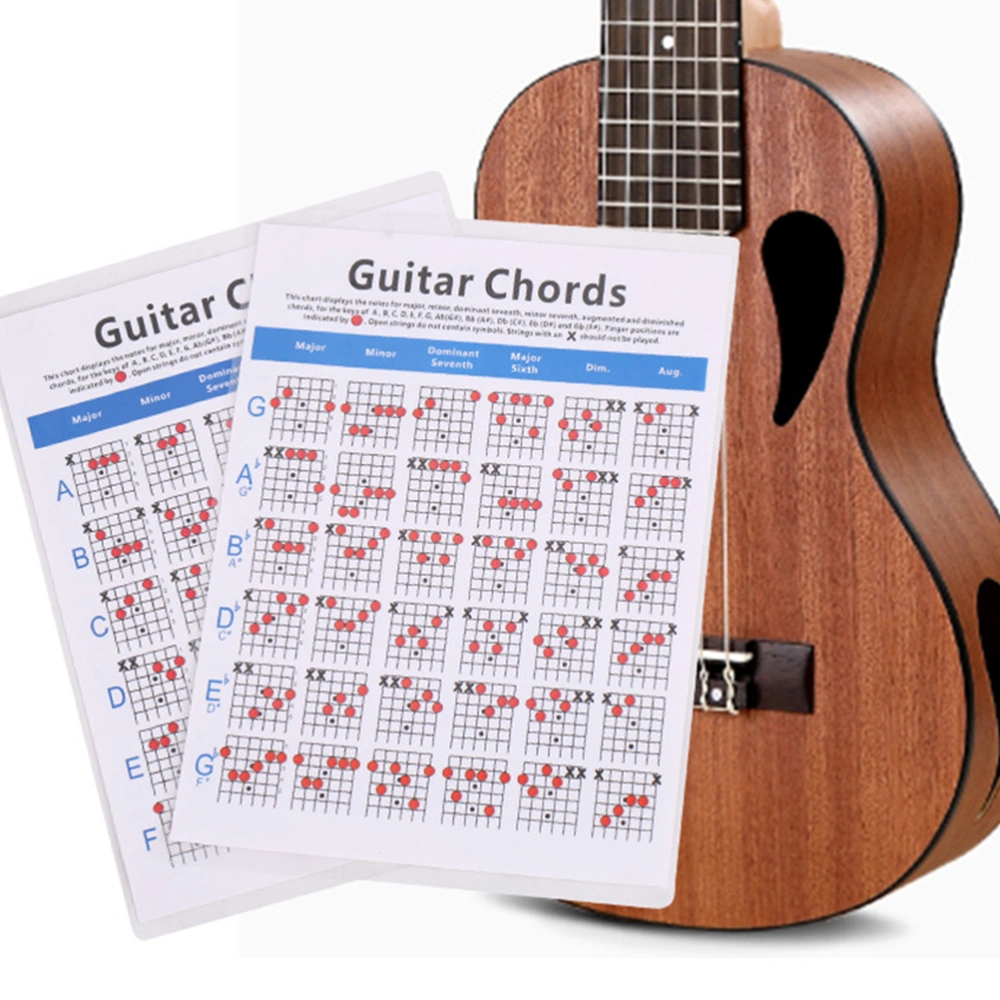 1PC Electric Guitar Chord Spectrum Copper Plate Paper Chord Trainning Guide Guitar Chord Fingering Practice Chart for Students Teacher Use Size L