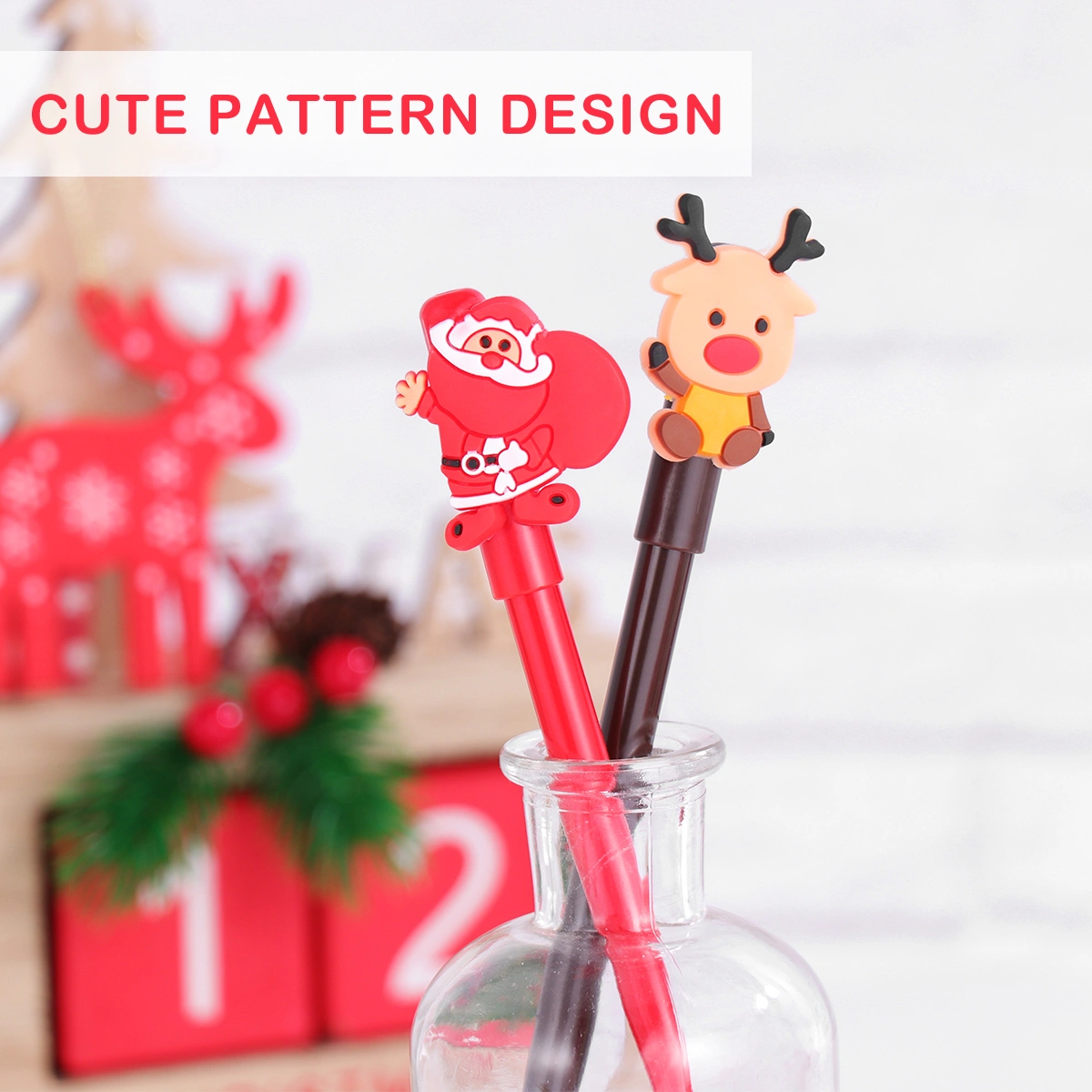 Toyvian 20pcs Cartoon Christmas Gel Pens Gel Ink Pens Stationery Ballpoint Writing Pens for Home Office School