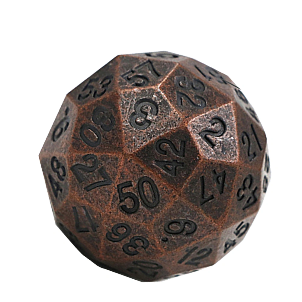 1PC Zinc Alloy Polyhedron Dices Creative Numbers Dice 60 Facet Dice for Entertainment Board Games (Bronze)