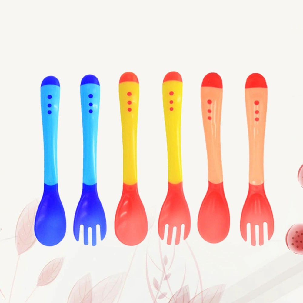 6Pcs Baby Spoon Temperature Heat Sensing Color Changing Spoon Newborn Infant Feeding Care Safety Tool