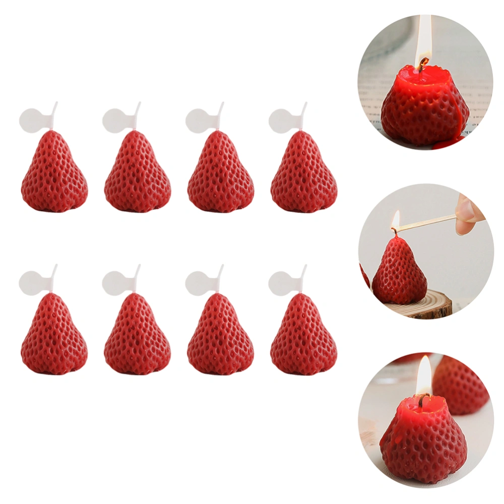 8 Pcs Creative Strawberry Candles Mini Scented Candle Decorative Aromatic Candle