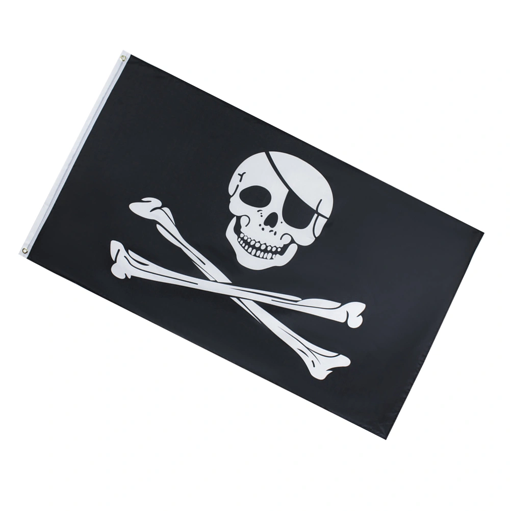 2pcs 90x150cm Halloween Pirate Banner Skull Flag Creepy Home Haunted House Bannerette Decoration Cosplay Supplies (Skull)