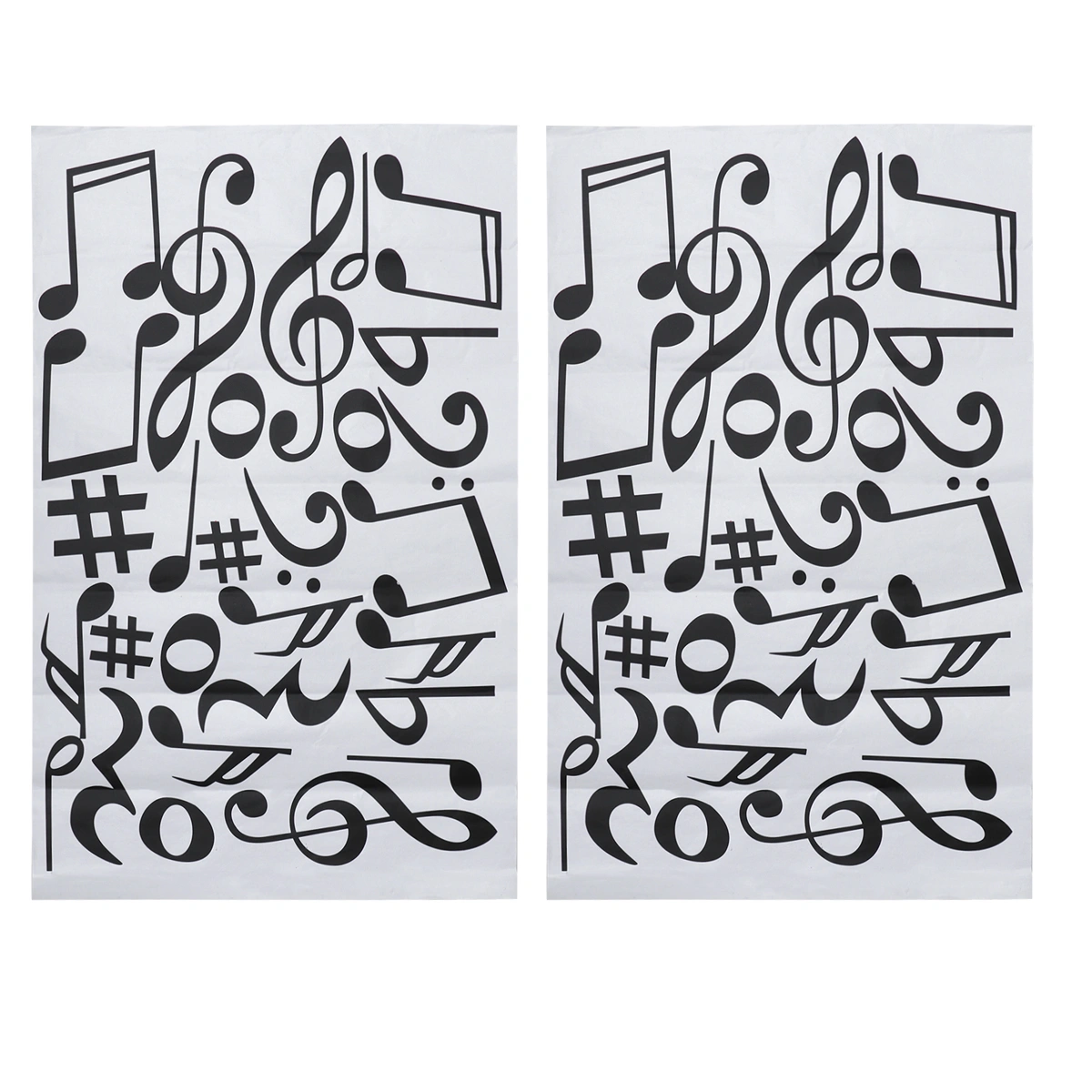 2Pcs Sticker Wall Stickers Musical Home Decor Music Note Shaped Adhesive Stickers(Black)