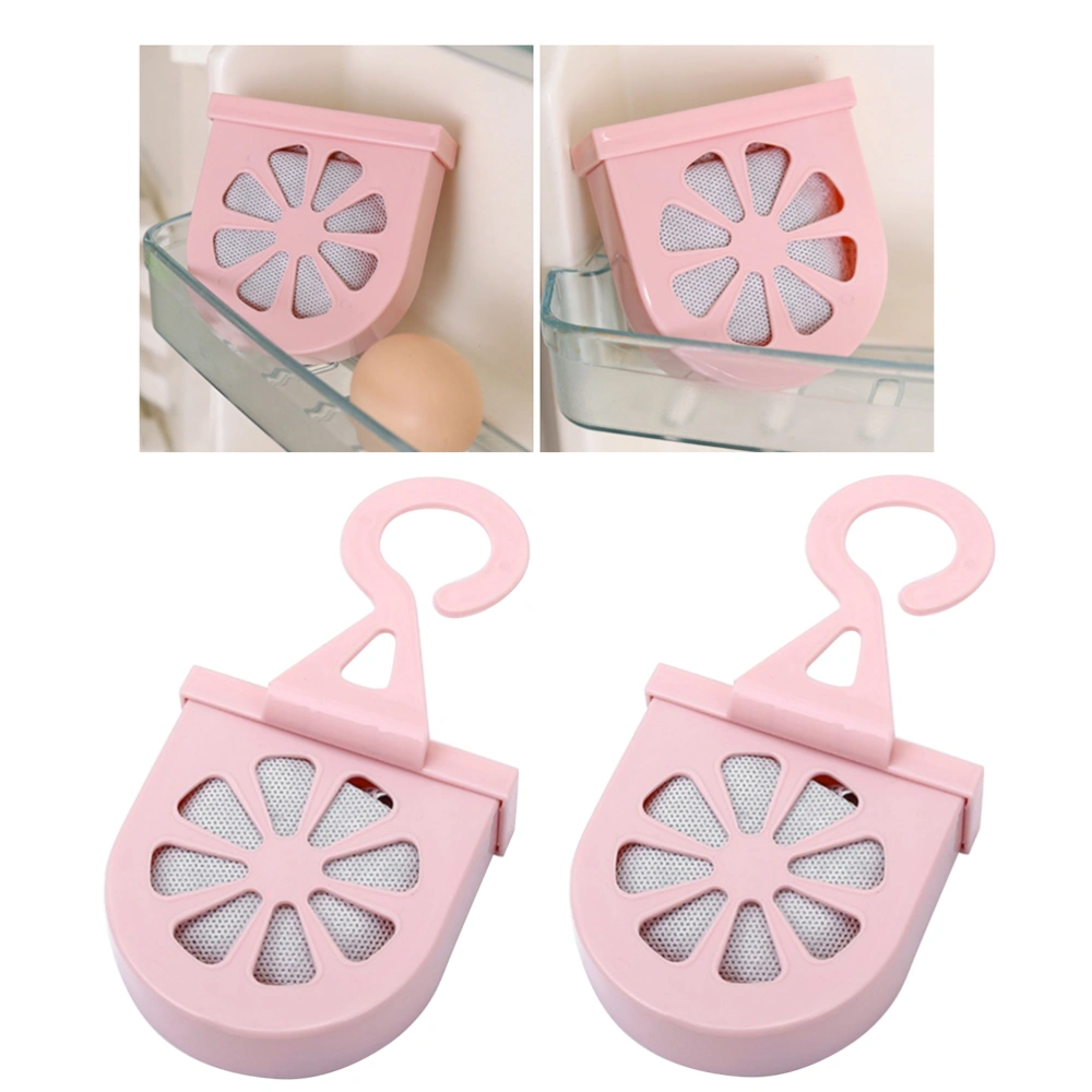 2 Pcs Hanging Bamboo Charcoal Box Detachable Deodorant Air Freshener Air Purifier Dryer for Wardrobe Refrigerator Car (Pink)