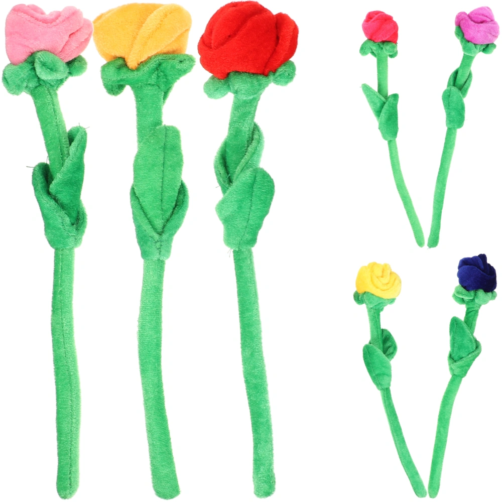 7pcs 30cm Rose Stuffed Plush Toy Rose Dolls Simulation Rose Bouquet Gift on Valentine's Day Flower for Lover (Mixed Color)