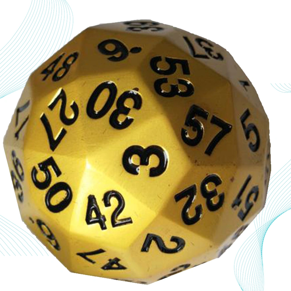 1PC Zinc Alloy Polyhedron Dices Creative Numbers Dice 60 Facet Dice for Entertainment Board Games (Yellow)