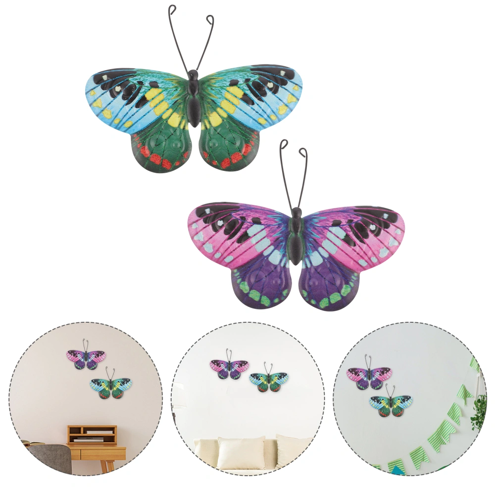 2Pcs Iron Butterflies Wall Decoration Creative Art Butterflies Wall Ornaments