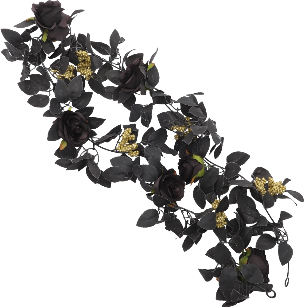 1Pc Artificial Hanging Plant Fake Plant Creative Wall Rose Decoration (Black)