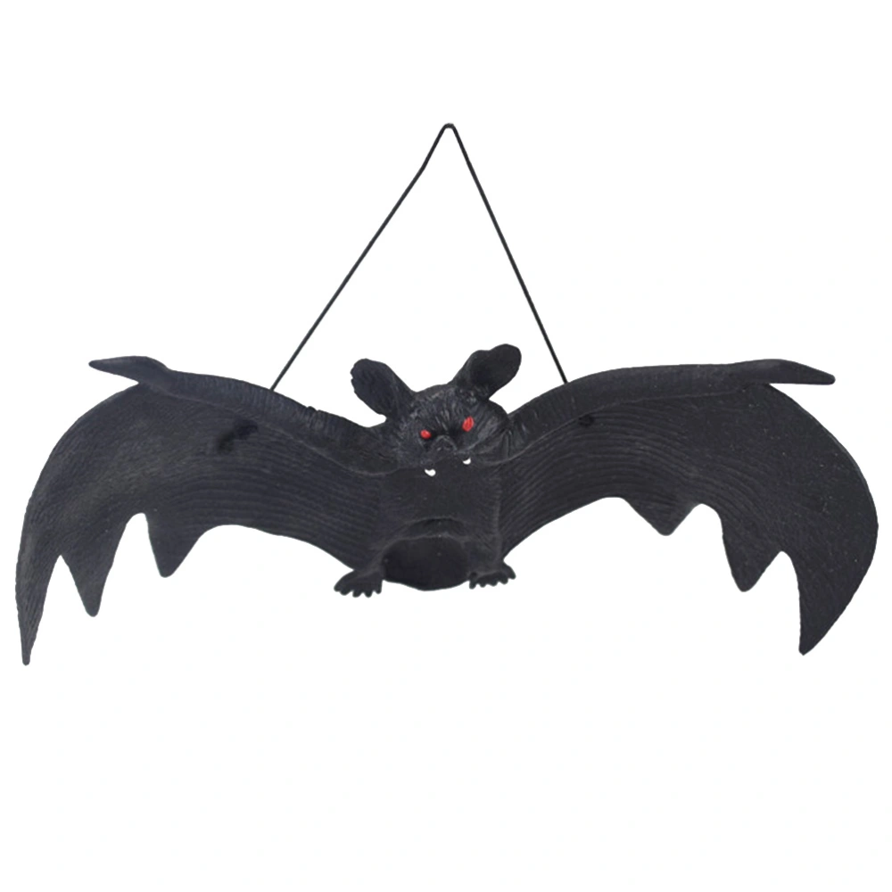 3 PCS Halloween Simulation Hanging Bats Realistic Looking Spooky Rubber Hanging Bats Props for Halloween Decoration (24 x 9cm)