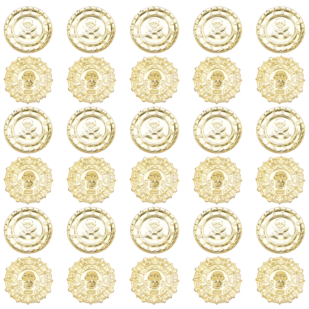 100pcs Pirate Gold Coins Plastic Treasure Coins Bulk Party Carnival Coins Playthings