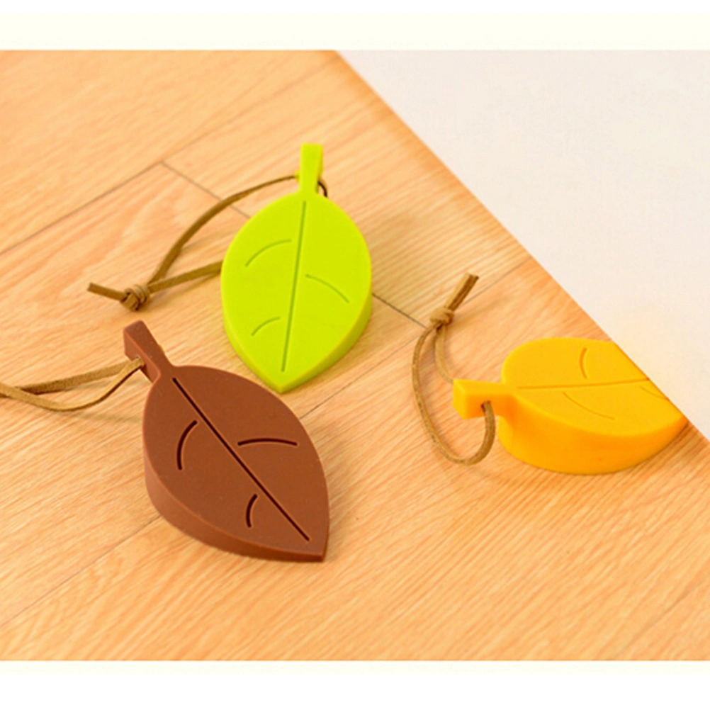 4 Pcs Silica Gel Leaves Door Stopper Prevent Baby Finger Pinch Injuries Door Stops Set Finger Protector Doorstop(Yellow + Green + Blue + Brown)