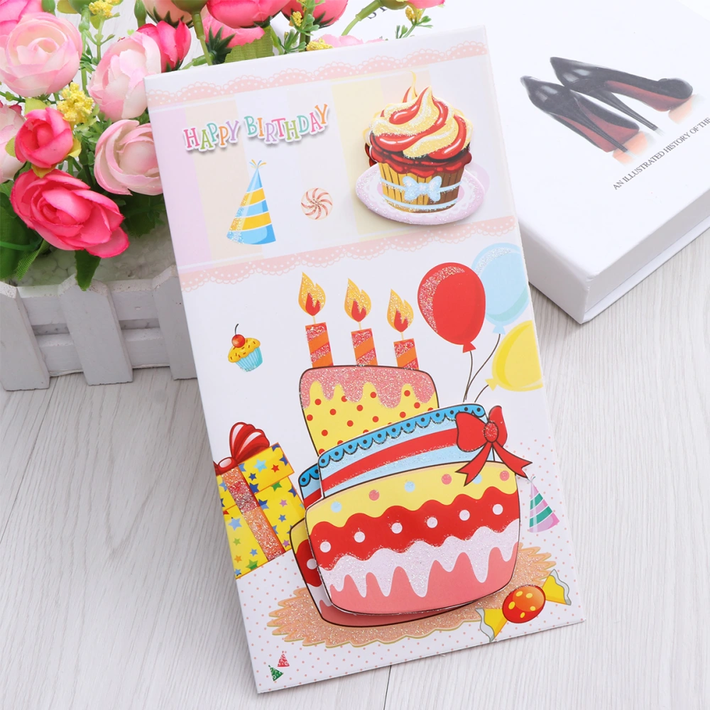 8pcs Creative Birthday 3D Stereo Cake Design Postcards Greeting Christmas Students Gift Cards (Random Pattern)