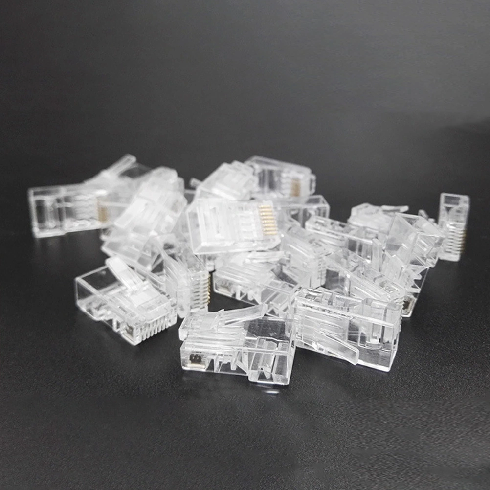 100 PCS CAT6 RJ45 Network Cable LAN Crimp Connectors Gold Plated Ends Plugs