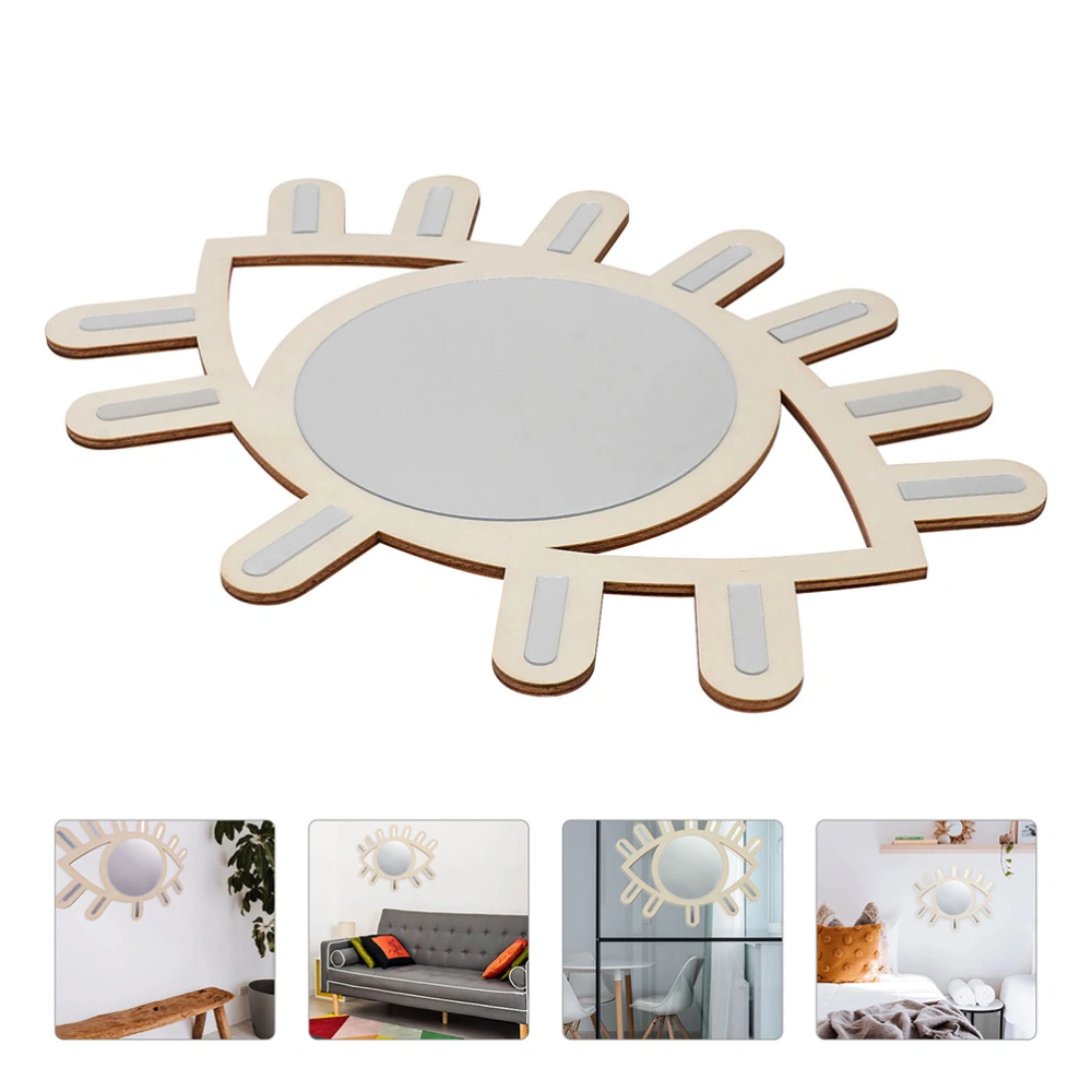 1pc Nordic Style Eye Shape Design Wall Mirror Photography Prop for Decor (Khaki)