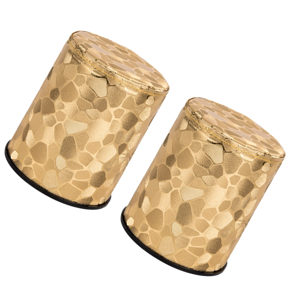 2Pcs Leather Dice Cup Cylindrical Dice Box Anti-Cheating Dice Box KTV Funny Game Tool (Golden Pieces Pattern)