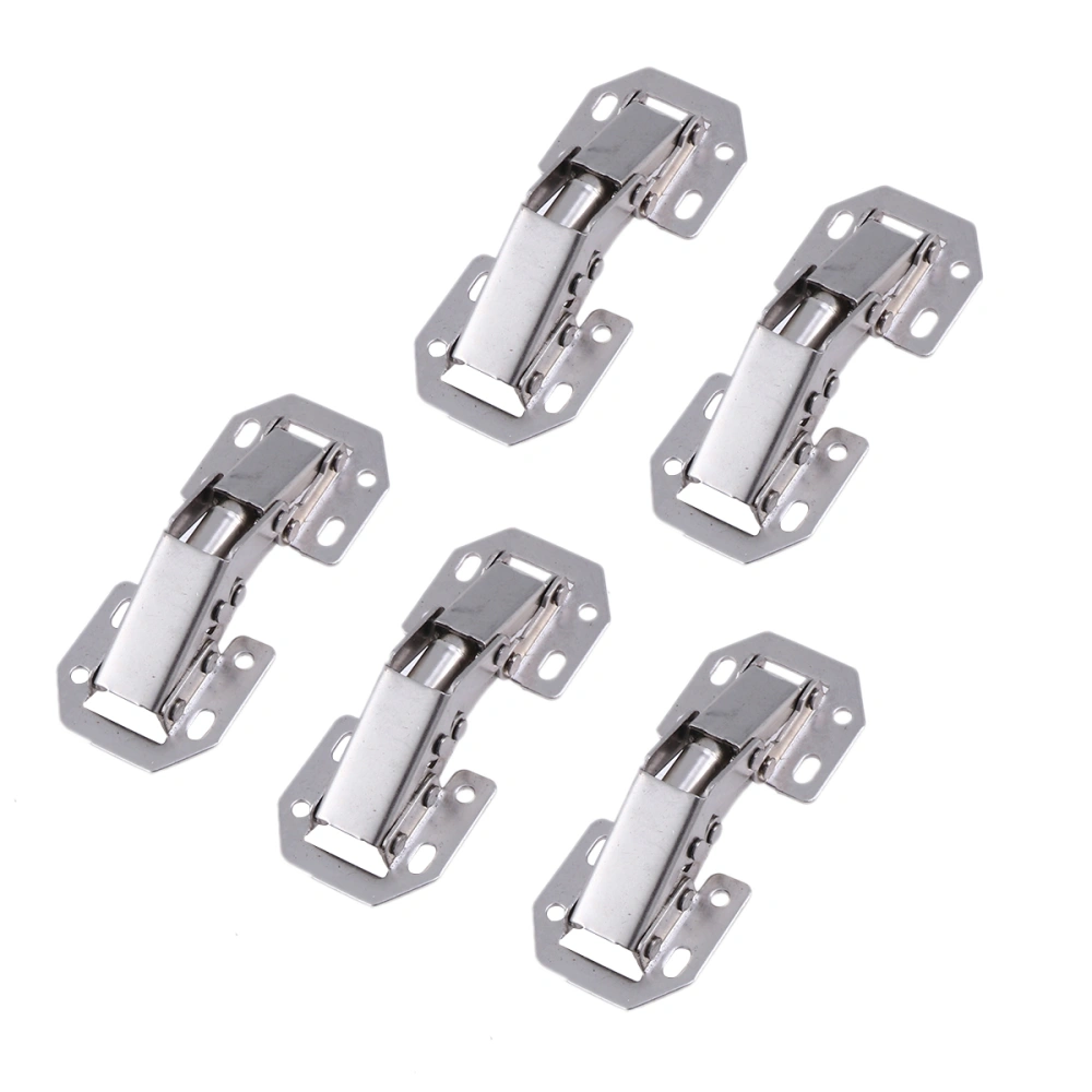 5 PCS 1.5mm Thickness Steel Face Frame Mounting Furniture Hinges Hydraulic Concealed Half Overylay Hinges without Screws for Kitchen Cabinet Door Furniture (Thickened 3 inch Bullet Hinge)