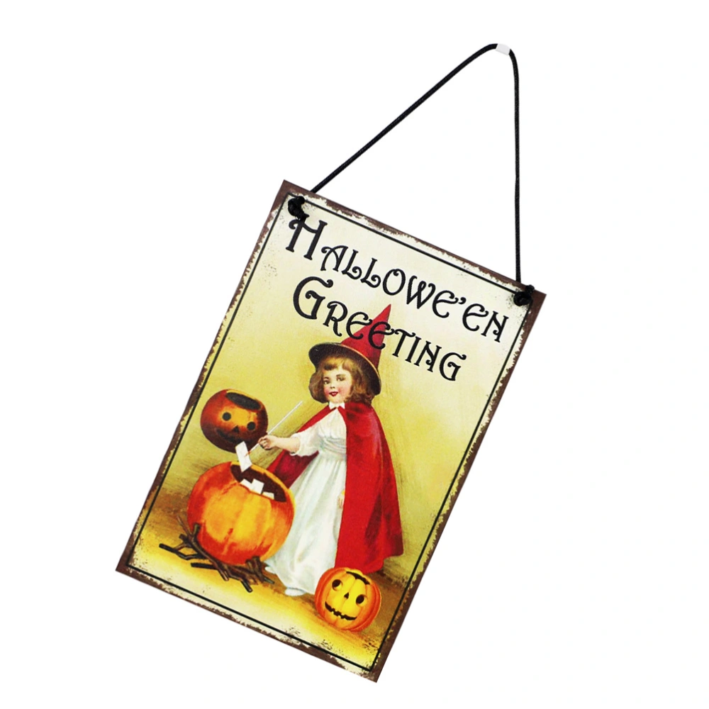 1Pc Vintage Halloween Wooden Pendant Creative Door Hanging Decor for Home