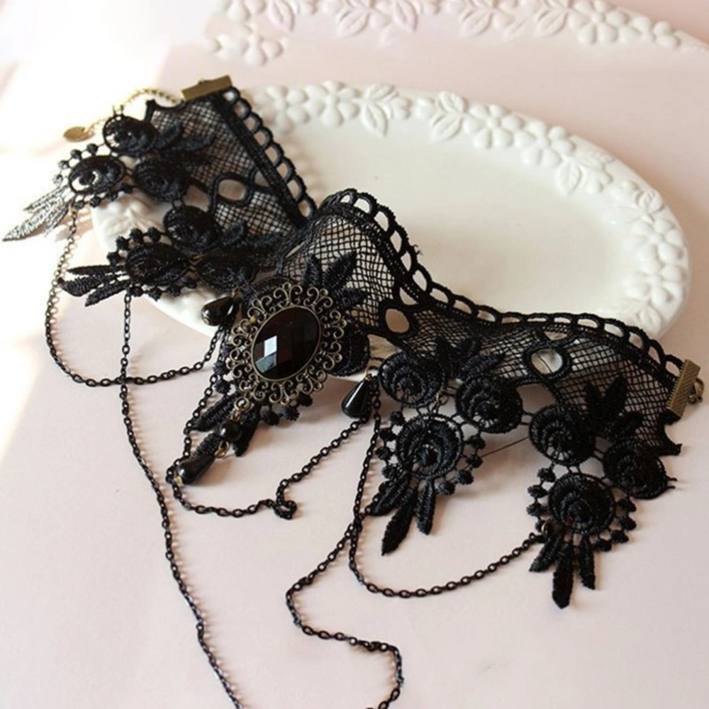 Vintage Black Lace Gothic Statement Necklace Victorian Lolita Choker Punk Dress Accessories Chain