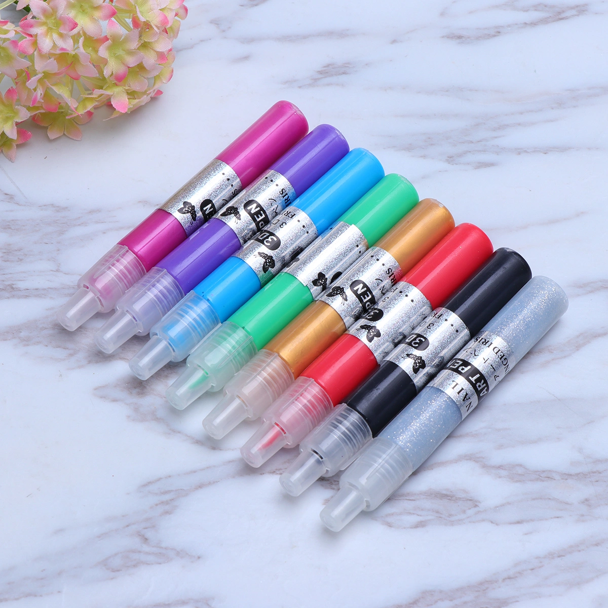 TINKSKY 12 Colors UV Gel Acrylic Tips 3D Nail Art DIY Painting Polish Pen Set