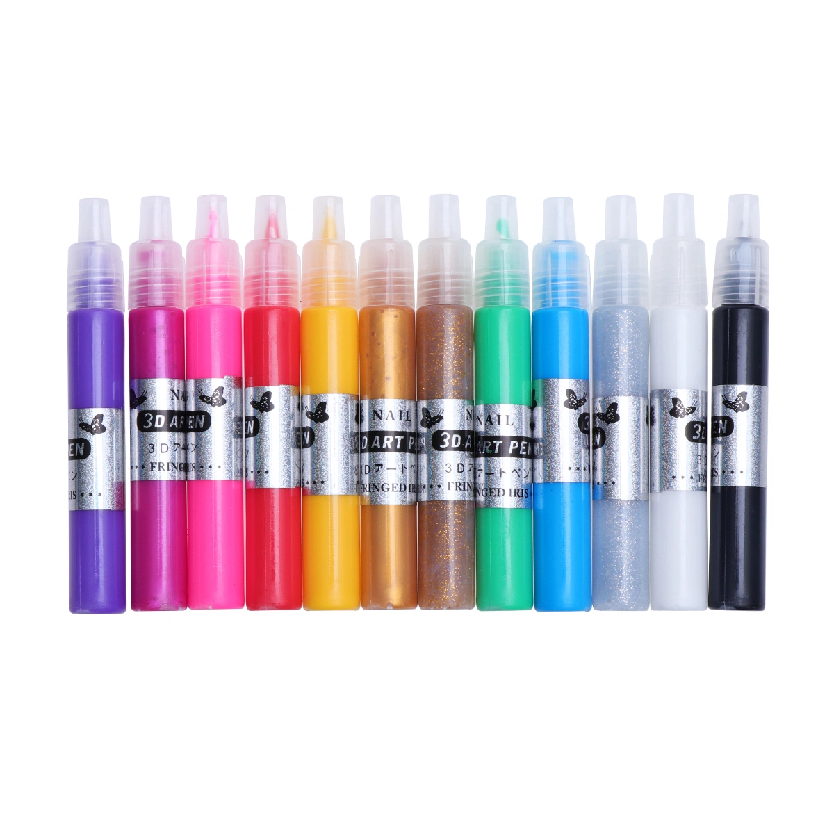 TINKSKY 12 Colors UV Gel Acrylic Tips 3D Nail Art DIY Painting Polish Pen Set