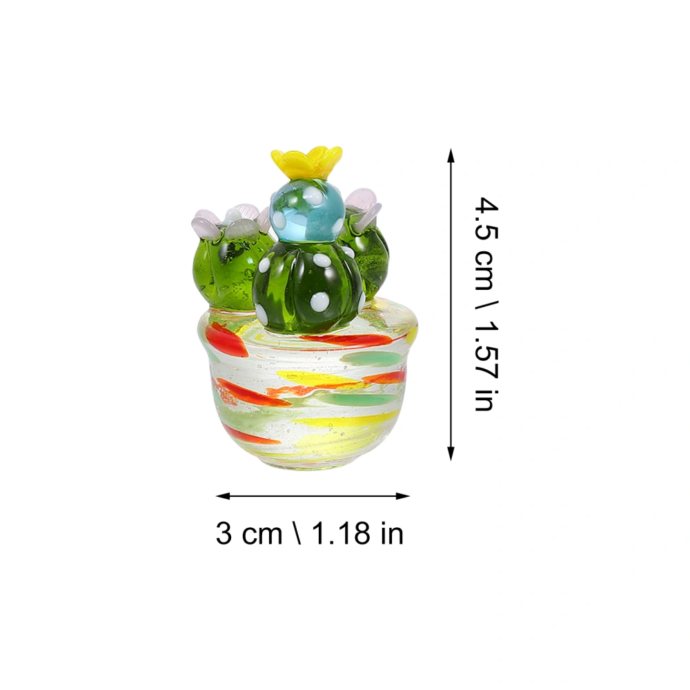 3pcs Lovely Cactus Decors Adorable Cactus Bonsai Glass Cactus Home Ornaments