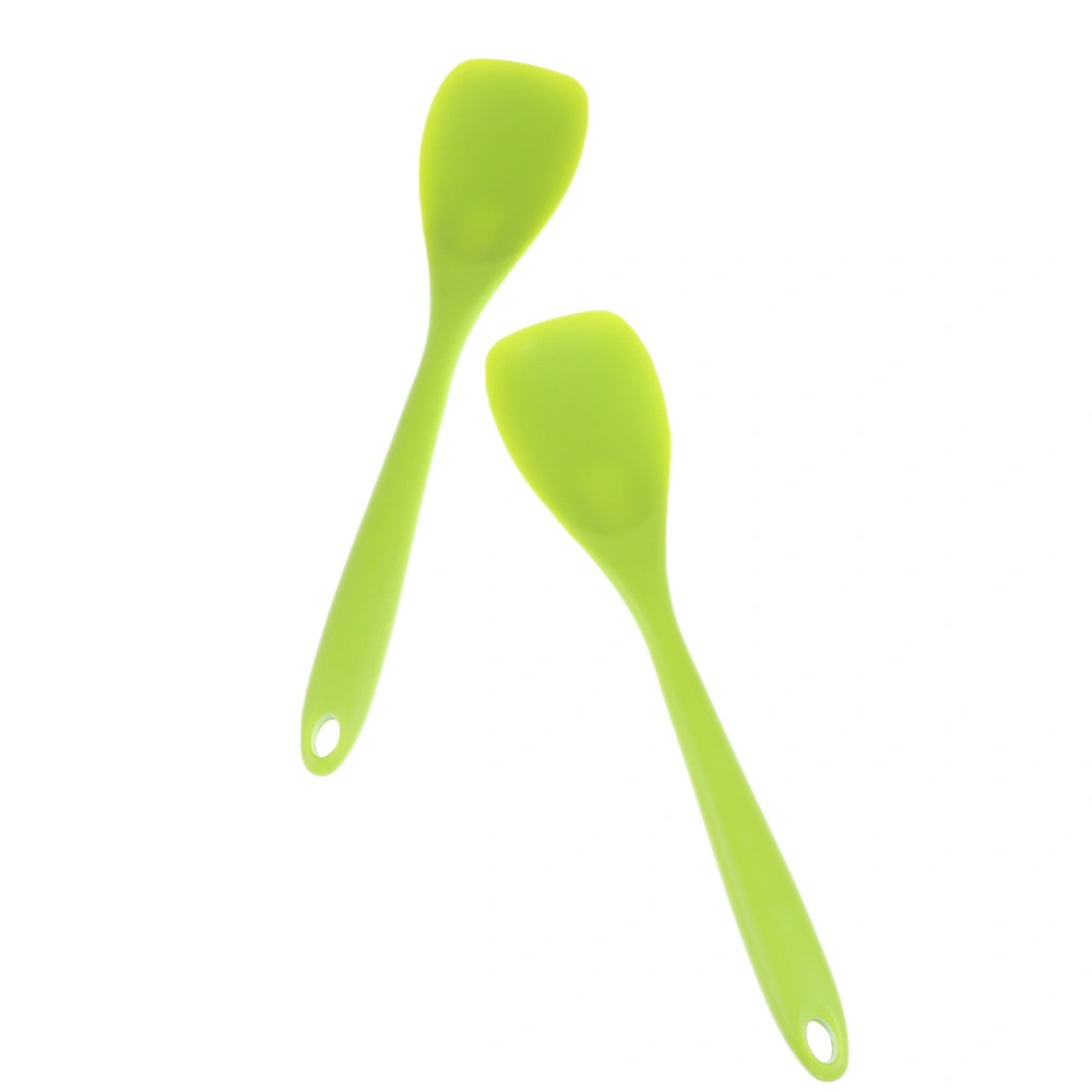 2pcs High Temperature Cooking Spatula Resistant Anti-scalding Non-stick Pan Silicone Spatula Kitchen Utensils (Green)