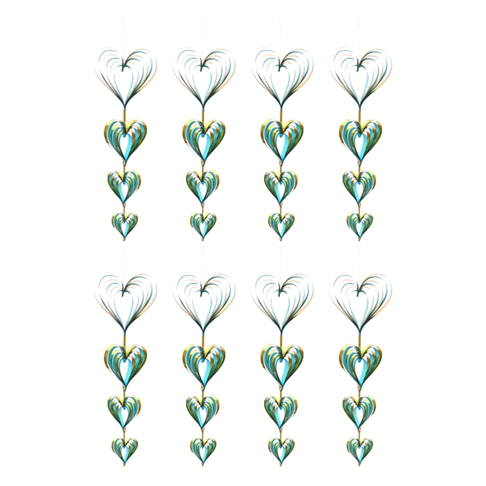 8pcs/2 Set Spiral Heart Shaped Hanging Pendant 3D Ceiling Pendant Valentines Day Streamers Party Decorations Room Layout Props (Gloden+Green)