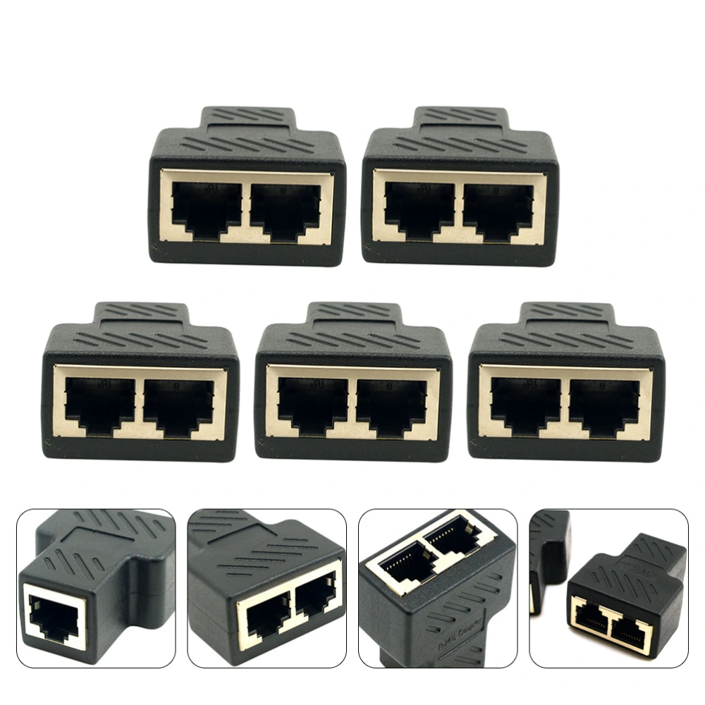 5Pcs Practical RJ45 Splitter Connectors Useful 1 to 2 Ethernet Splitter Coupler