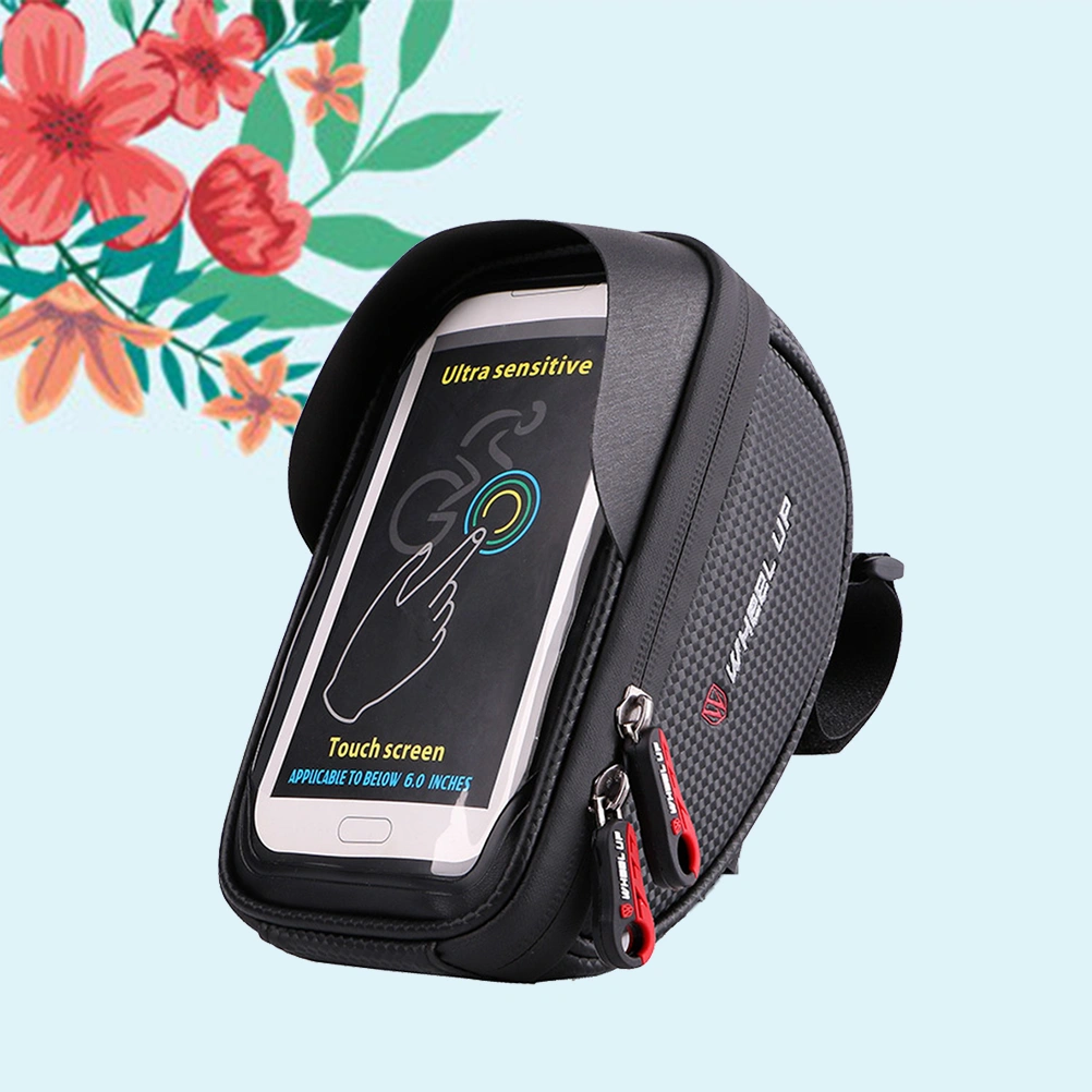 Bike Phone Mount Bag Waterproof Universal Cycling Frame Bags Phone Mount Holder Tube Handlebars Storage Bag for iPhone 6 6s 7 7s 8 X Plus 7 Note 7 Below 6 Inch (Black)