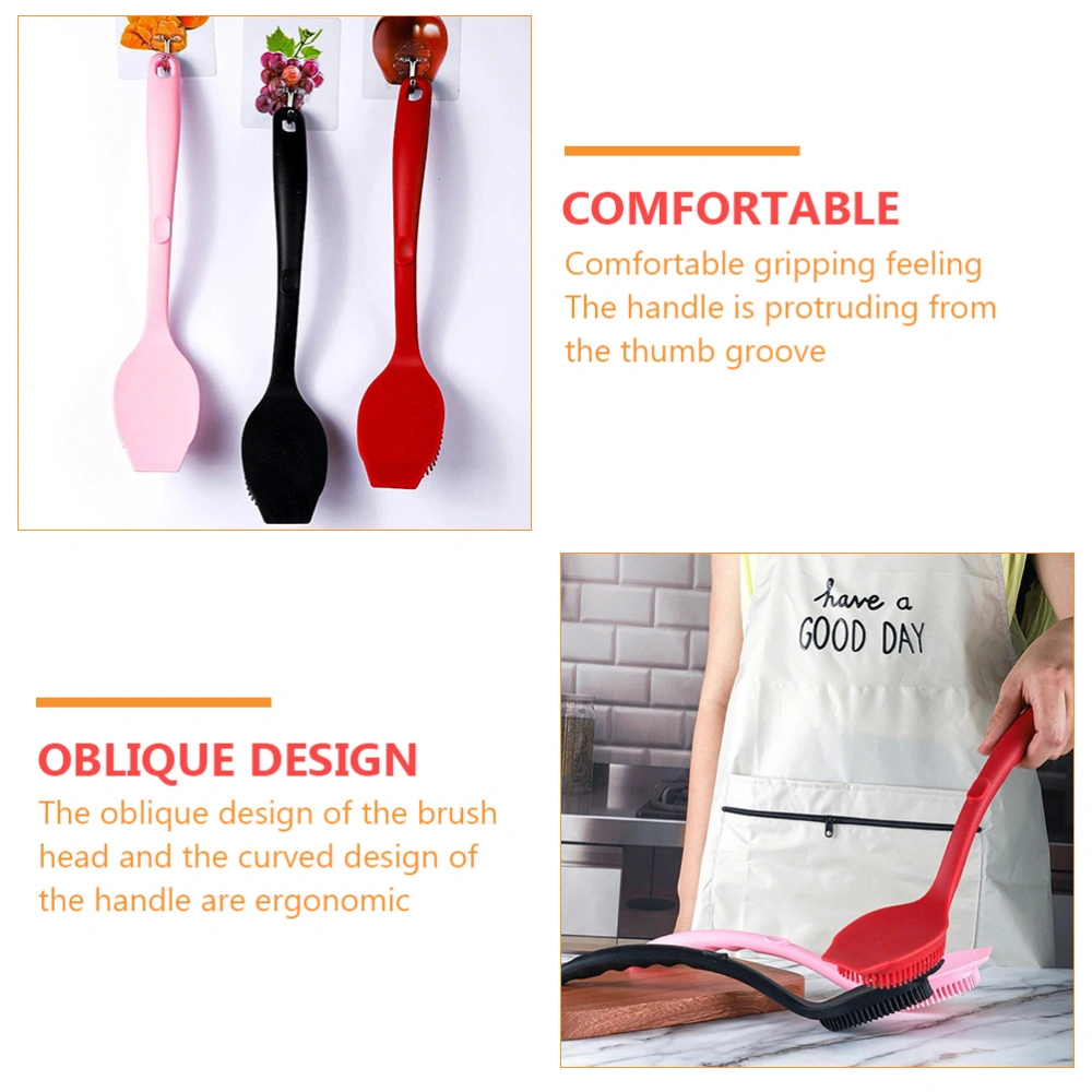 Long Handle Kitchen Pot Cleaning Brush Silicone Dish Pan Cleaning Brush