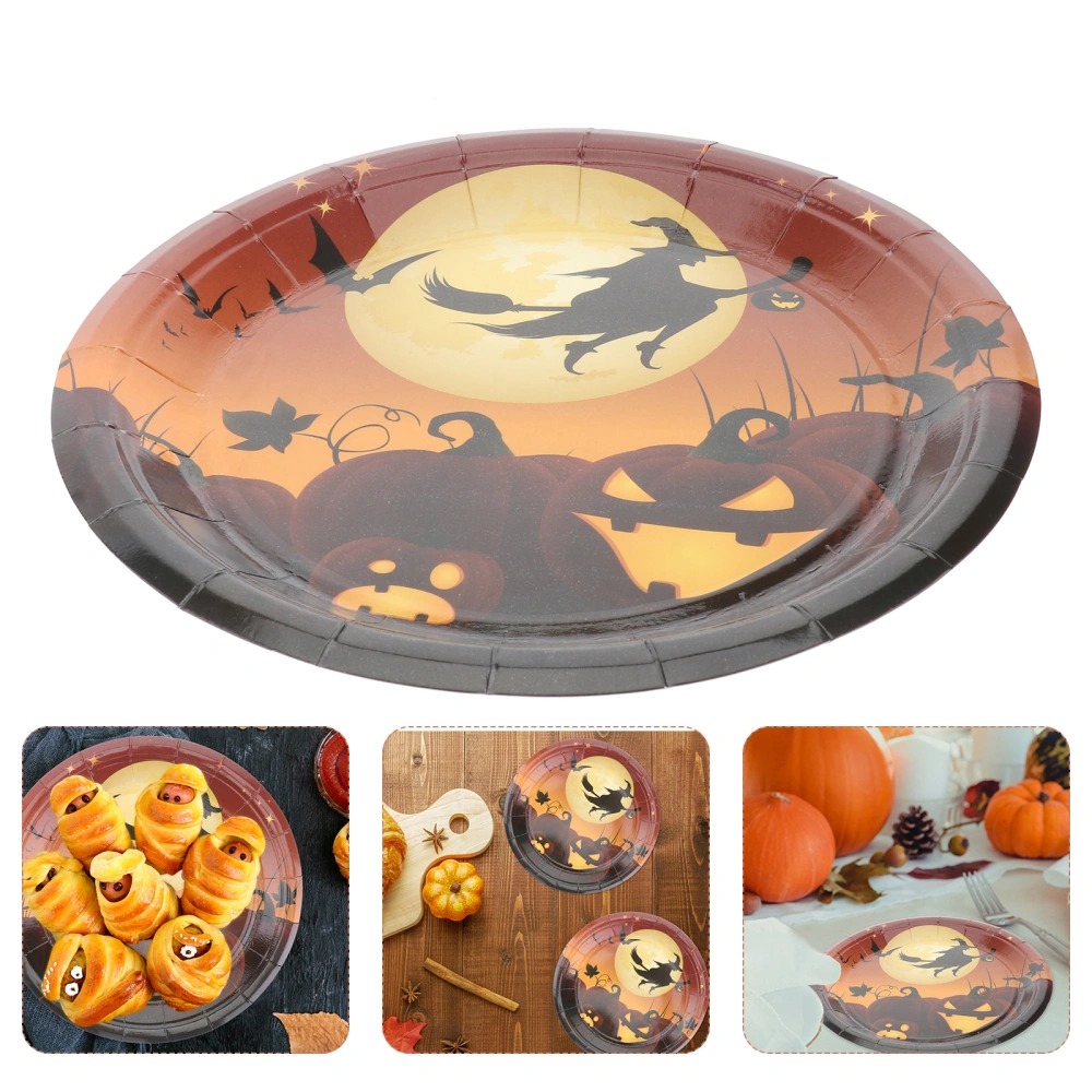 20pcs Party Disposable Plates Halloween Cartoon Pattern Paper Plate Tableware for Banquet Dinner Number 8