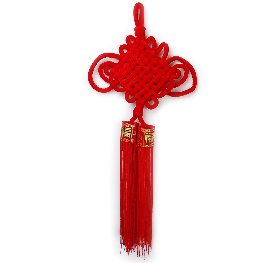 Handcraft Knitted Chinese Traditional Knot Ornamental Tassel for Wedding Party (Red)