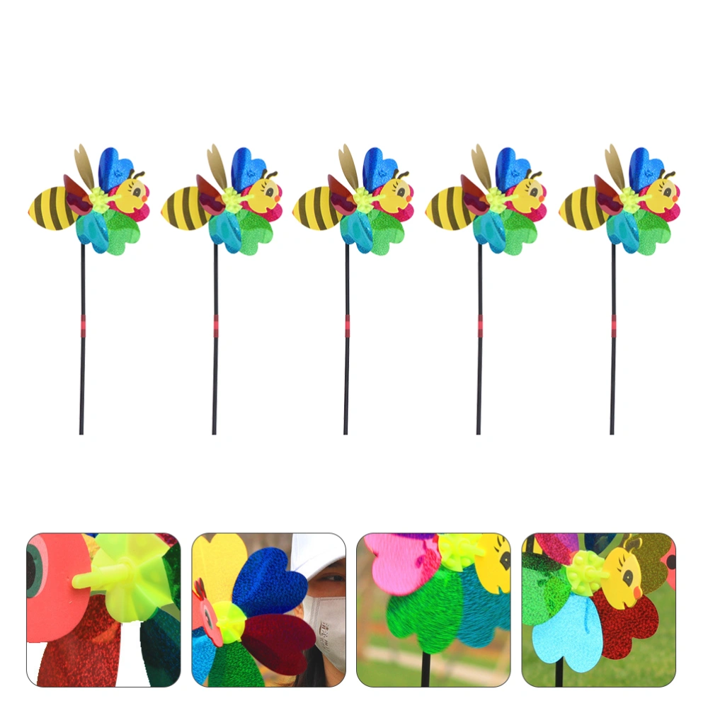 5pcs Colorful Windmill Toy Wind Bees Windmill Yard Decorations