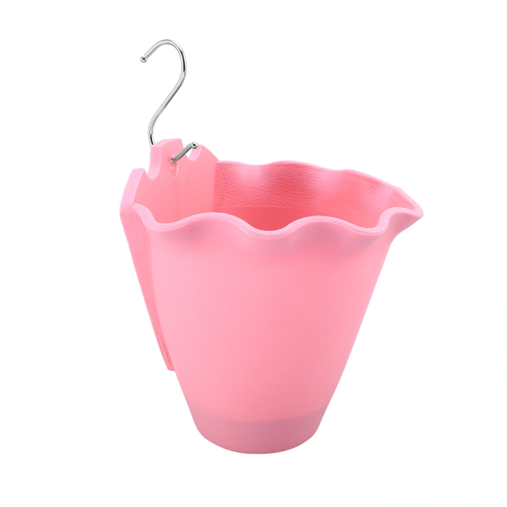 Plastic Wall Hanging Flower Pot Creative Wave Basket Balcony Guardrail Security Window Hanging Wall Green Plants Suclucents Flower Holder (Pink)