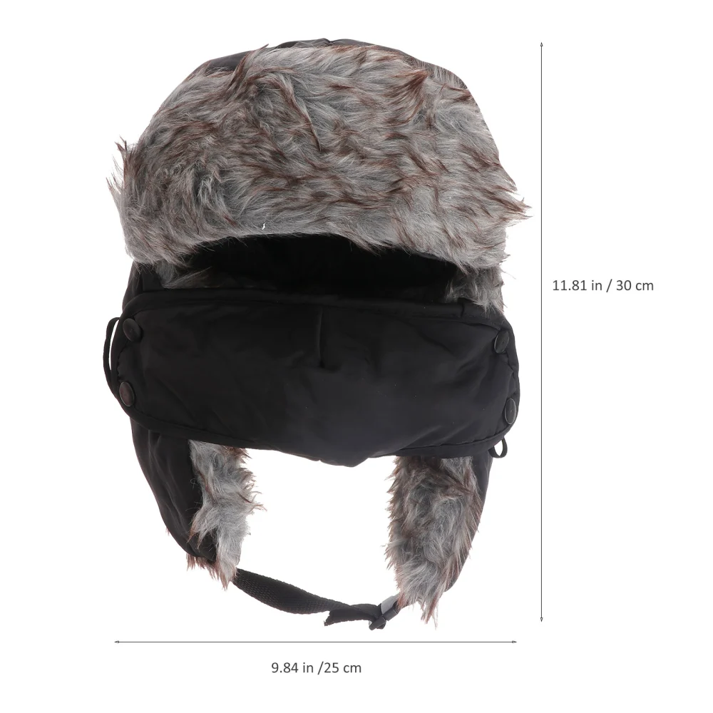 Fashional New Artificial Leather Hat Northeast Winter Warm Hat for Middle-aged Cap(Black)