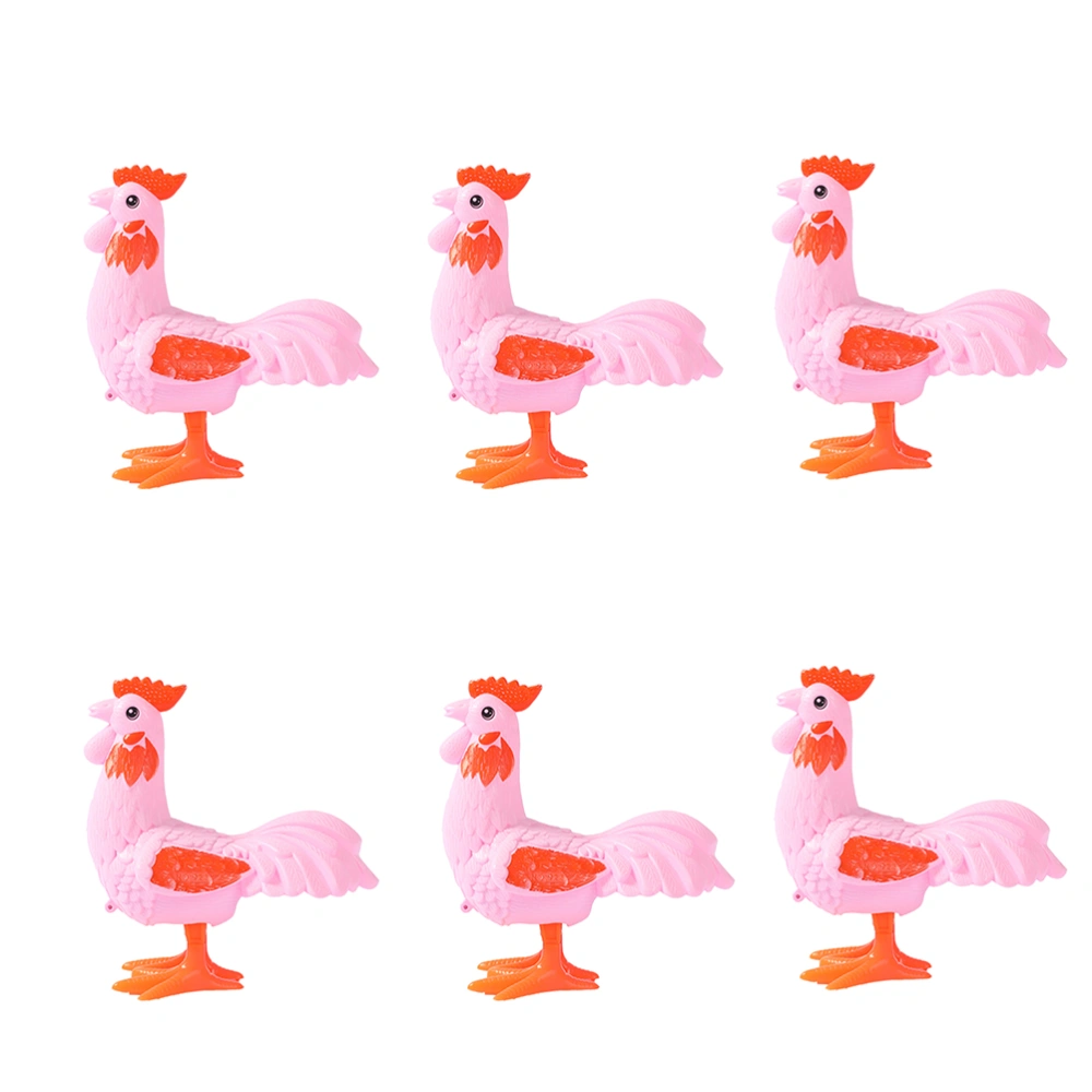 6pcs Adorable Wind Up Chicken Toys Children Birthday Gifts(Random Color)